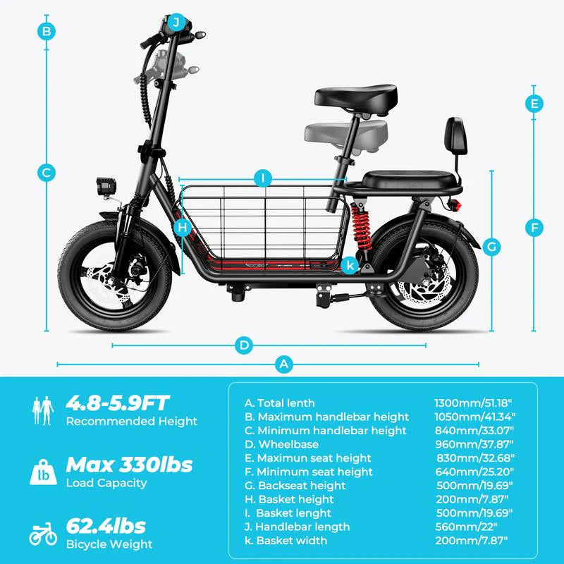 C3 Folding Electric Commuter Scooter with Seat for Adults