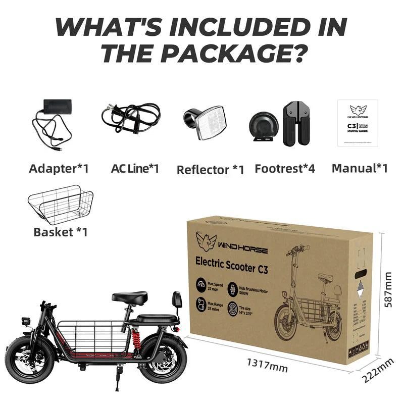 C3 Folding Electric Commuter Scooter with Seat for Adults