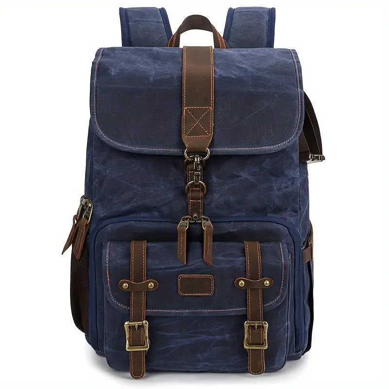 Vintage Camera Backpack - Laptop Compartment, Tripod Holder Bag, Ergonomics