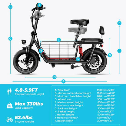 C3 Folding Electric Commuter Scooter with Seat for Adults