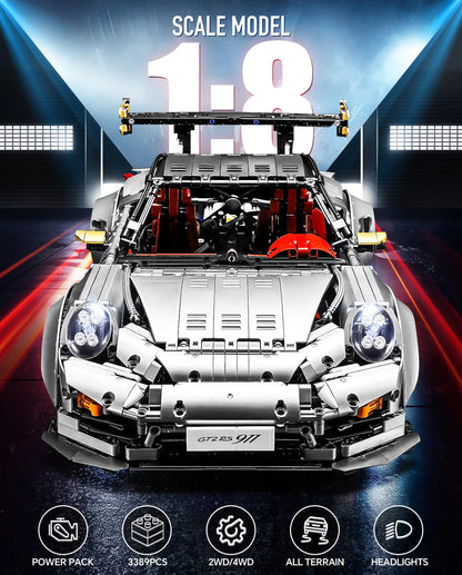 1: 8 Sliver Porsche GT2 RS with Electric Suspension Lifting