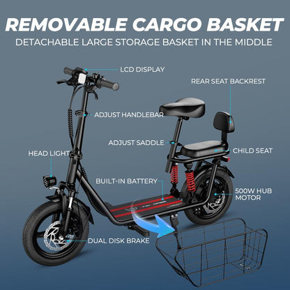 C3 Folding Electric Commuter Scooter with Seat for Adults